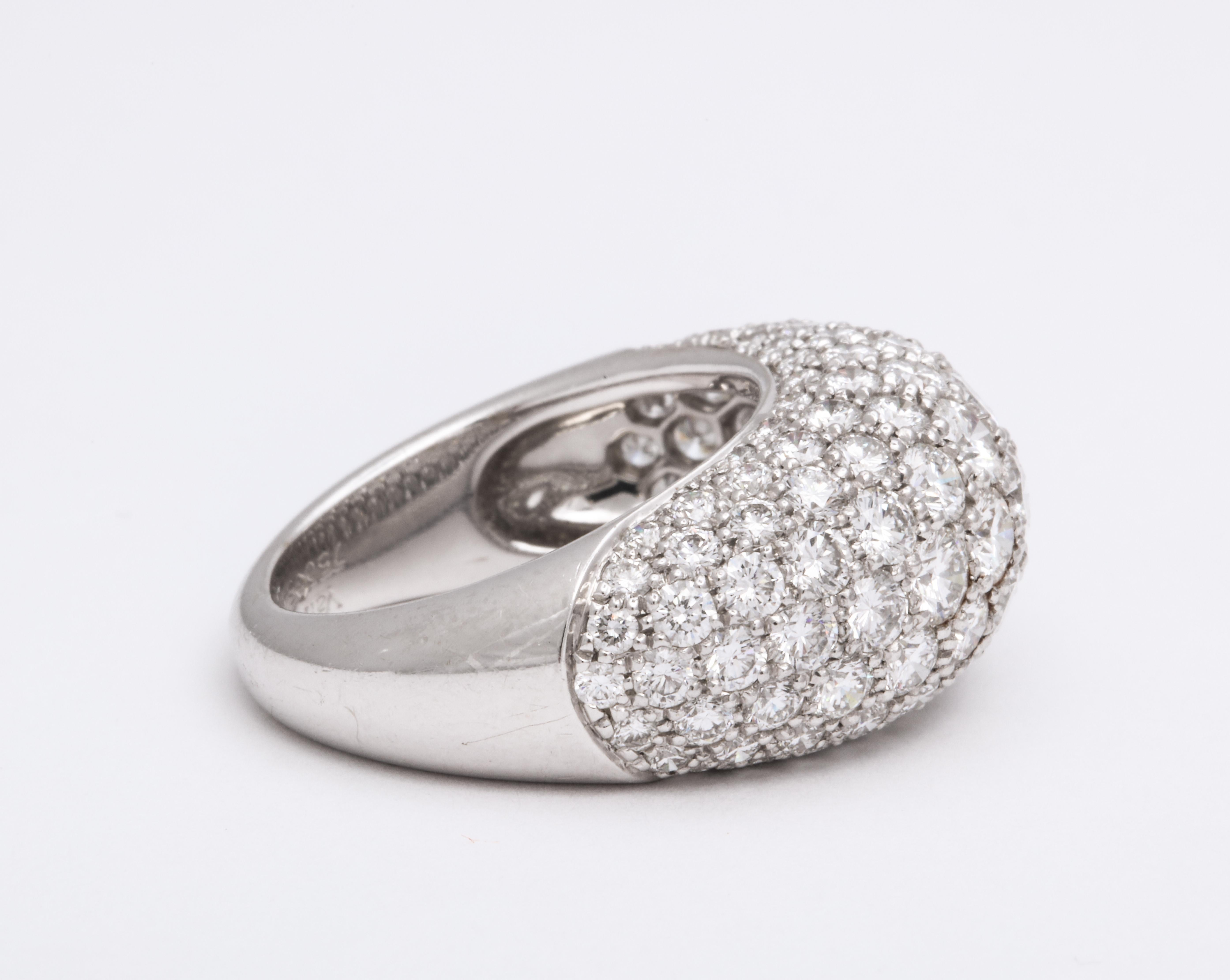 Van Cleef & Arpels Platinum Dome Ring with Diamonds For Sale 1