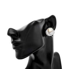 Van Cleef and Arpels Platinum Pearl and Diamond Swirl Earrings