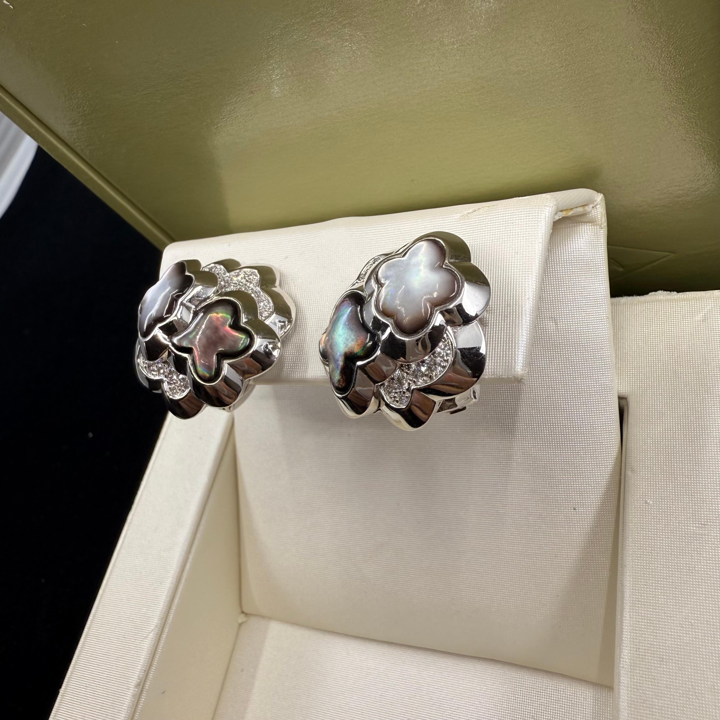 Van Cleef And Arpels PURE Alhambra Mother Of Pearl Diamonds Earrings 6