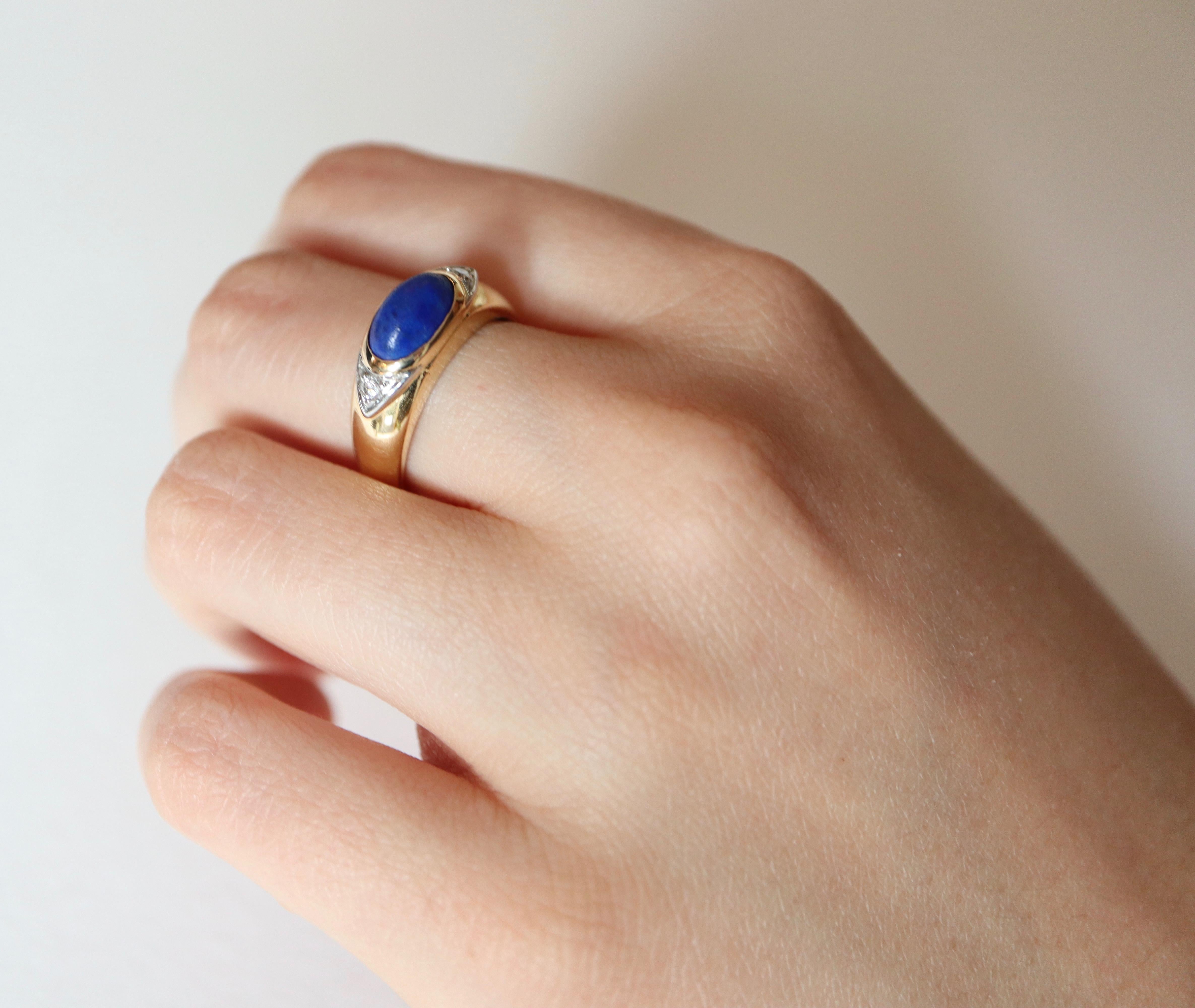 Van Cleef & Arpels Ring Yellow Gold and White Gold 18 Karat Lapis Lazuli 1