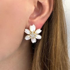 Van Cleef & Arpels "Rose de Noël" Earrings Mother of Pearl