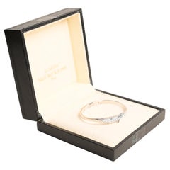 Van Cleef and Arpels Round Brilliant Cut Diamonds Leaf Bangle, E Color, Platinum