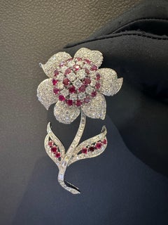 Van Cleef and Arpels Ruby and Diamond Flower Brooch
