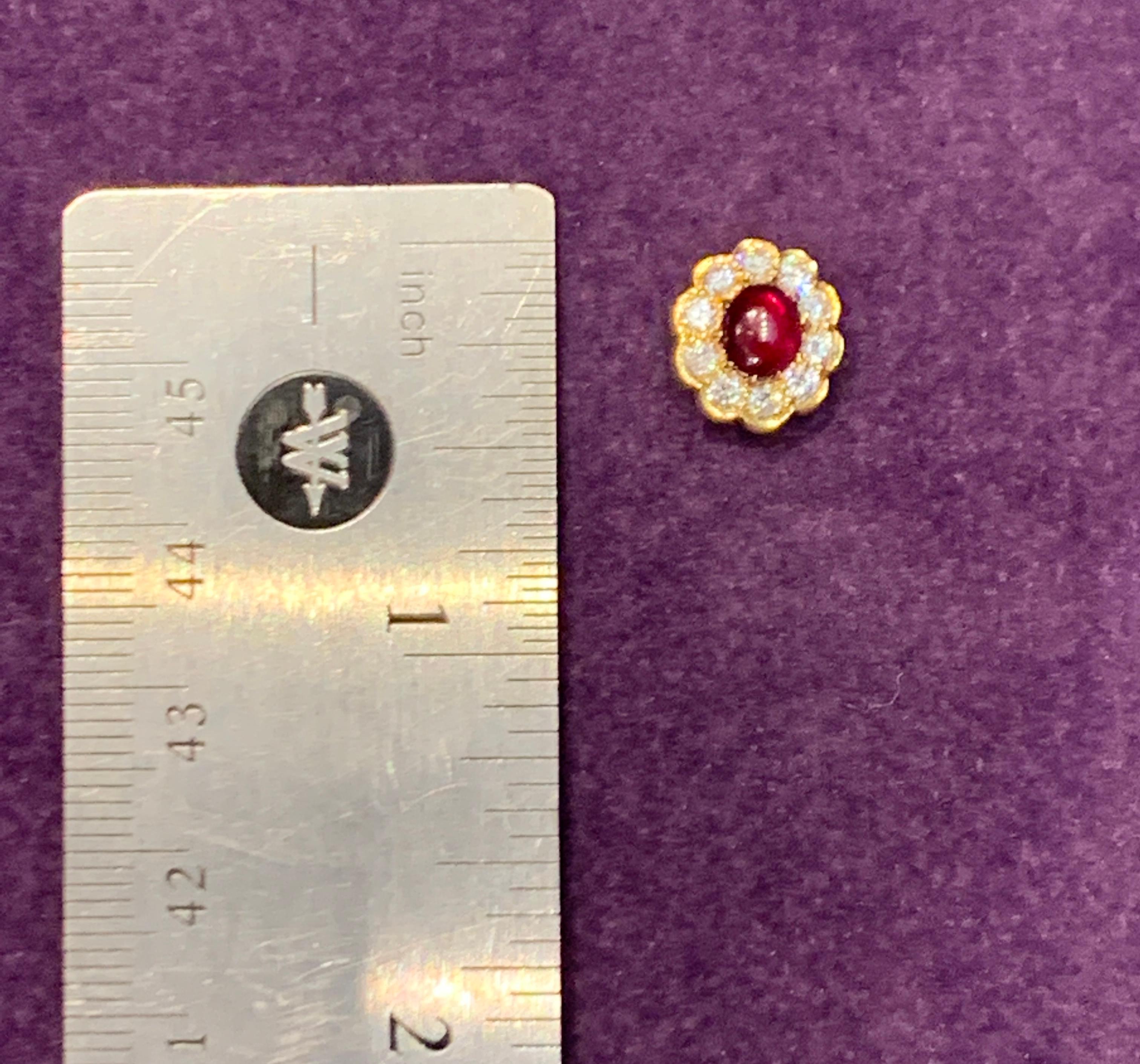 Round Cut Van Cleef and Arpels Ruby and Diamond Tie Pin For Sale