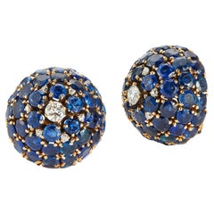 Van Cleef & Arpels Sapphire and Diamond Dome Earrings