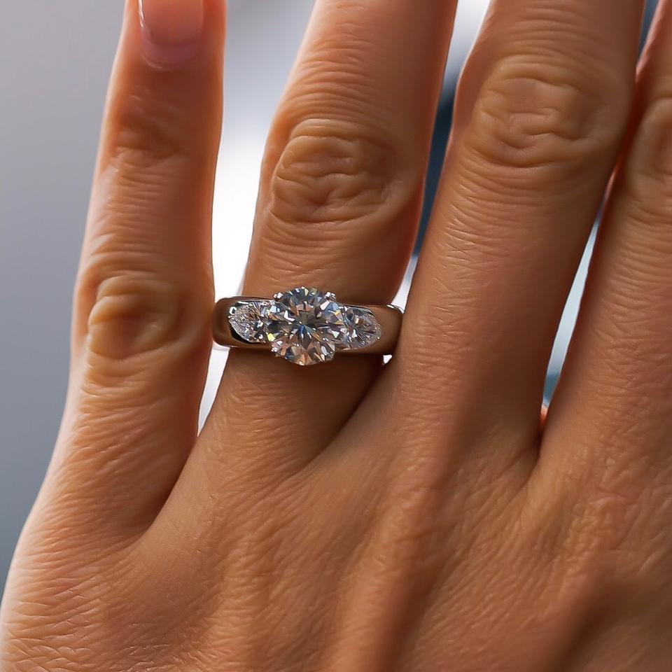 Women's Van Cleef & Arpels Three-Stone 2.83 Carat F Flawless Diamond Engagement Ring