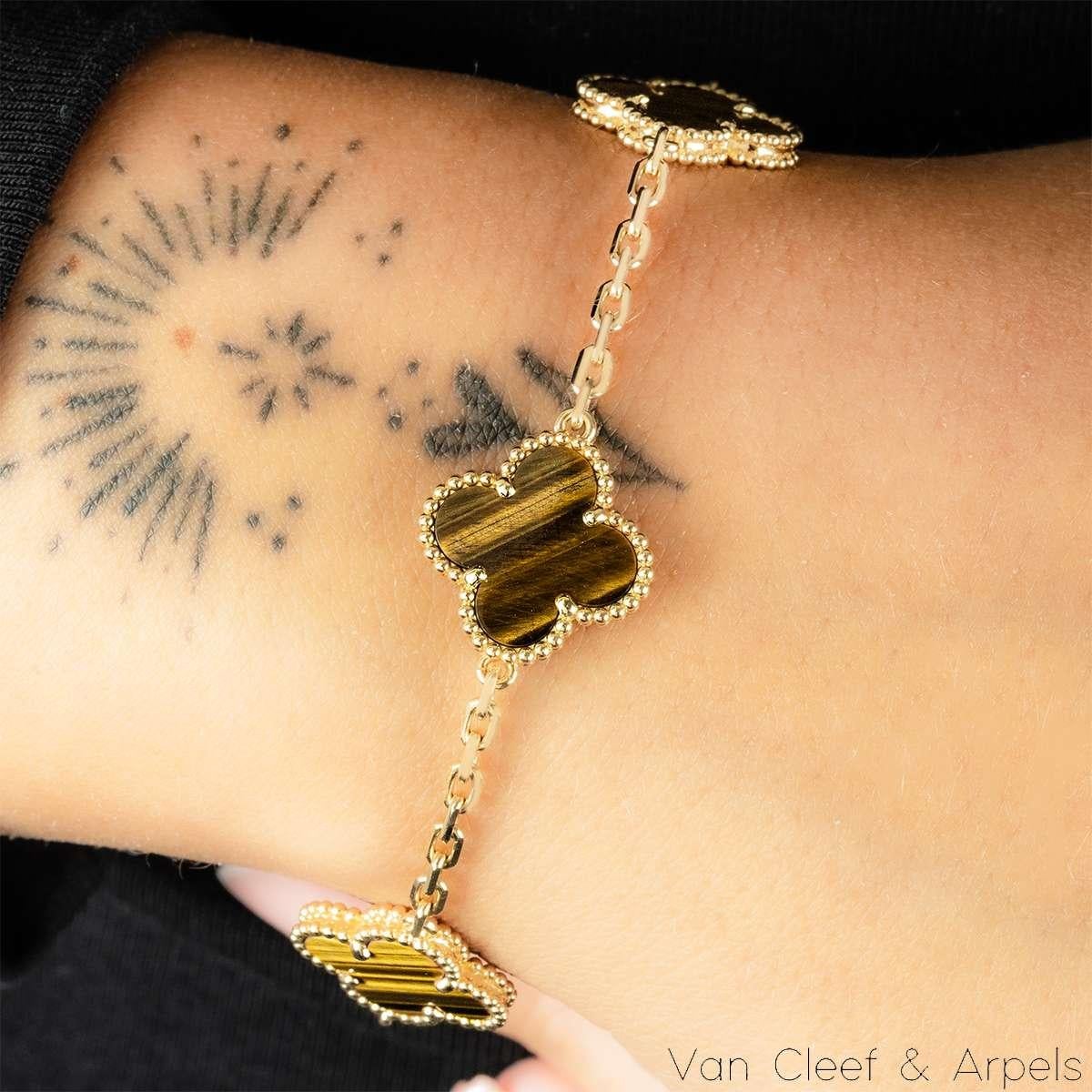 da uomo o donna Van Cleef & Arpels Bracciale Alhambra Vintage Occhio di Tigre VCARD35600 in vendita
