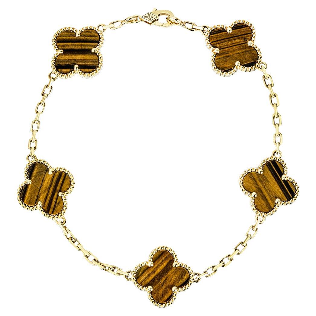 Van Cleef & Arpels Bracciale Alhambra Vintage Occhio di Tigre VCARD35600 in vendita