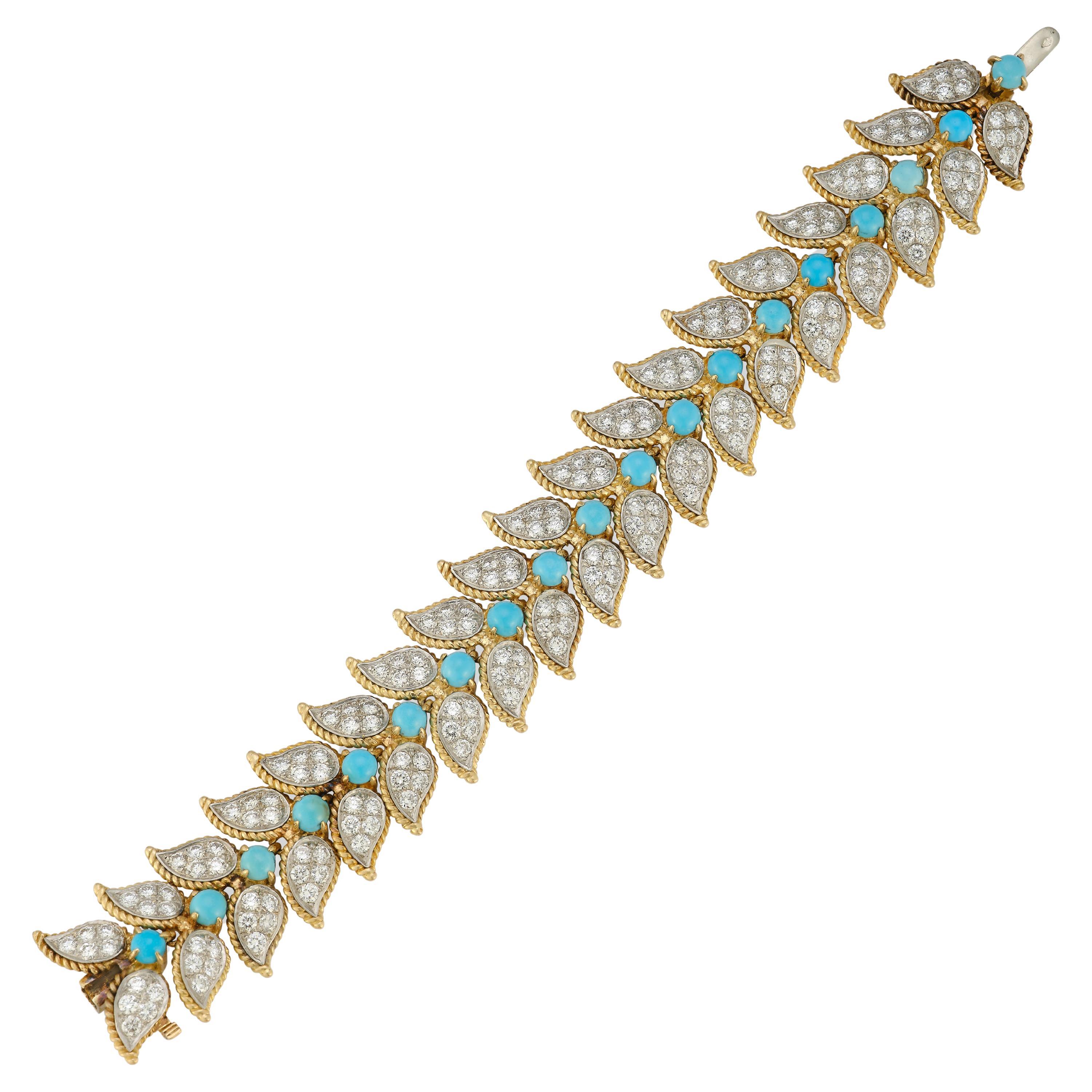 Van Cleef and Arpels Turquoise and Diamond Bracelet