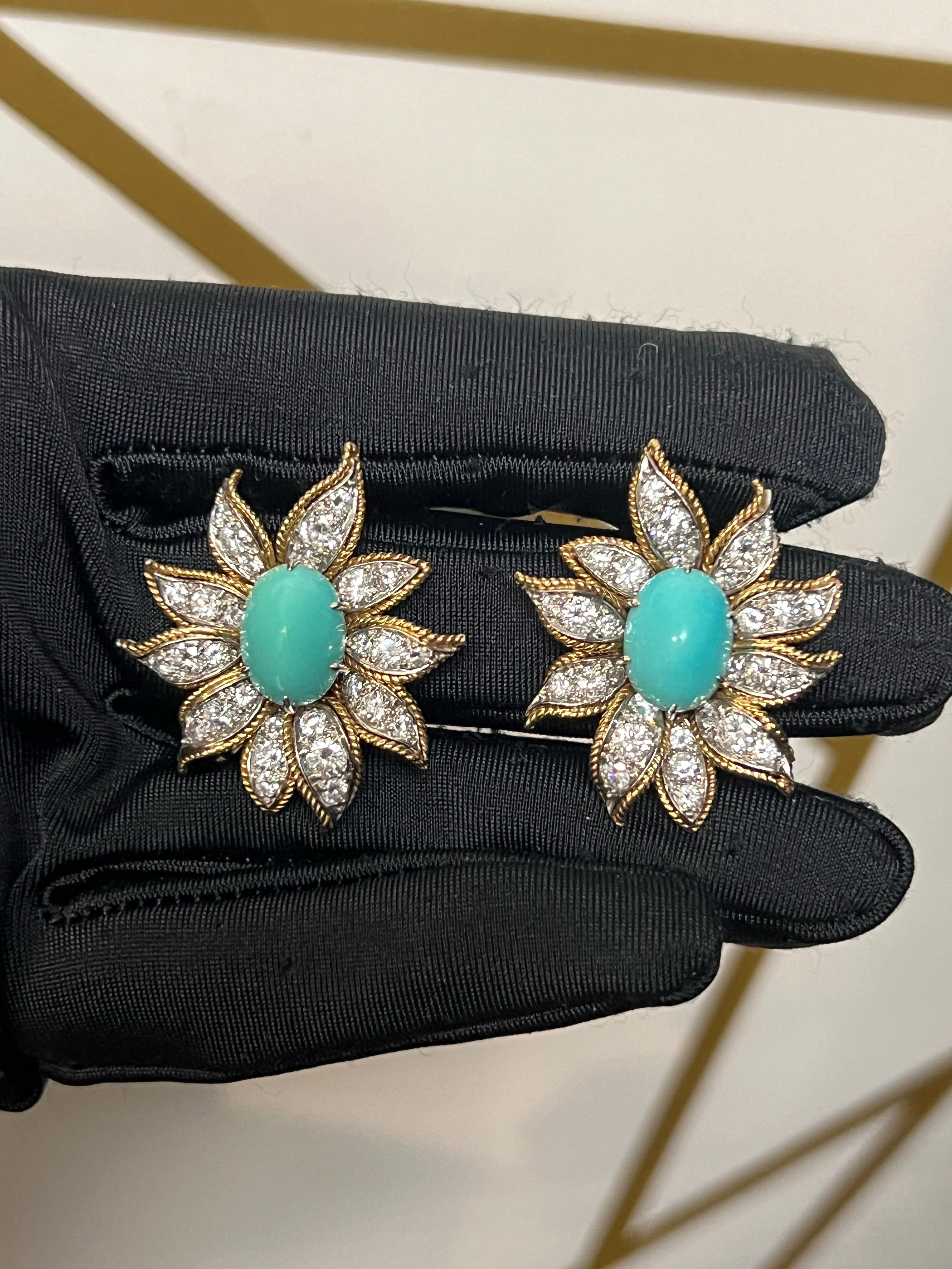 Van Cleef and Arpels Turquoise Earrings In Excellent Condition For Sale In New York, NY