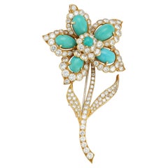 Van Cleef and Arpels Turquoise Flower Brooch