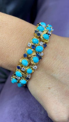 Van Cleef And Arpels Turquoise Sapphire and Diamond Bracelet