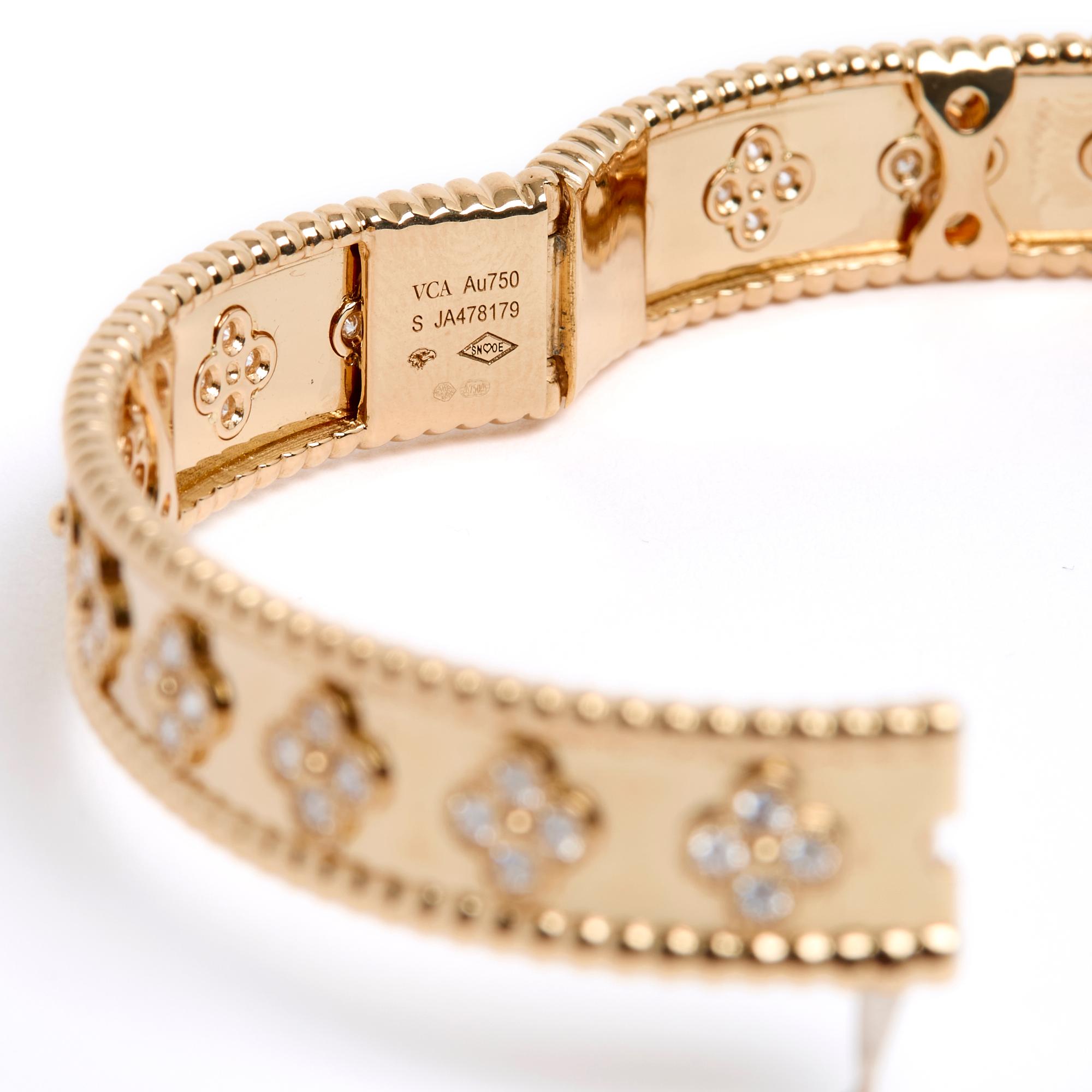 Van Cleef and Arpels VCA Perlee Alhambra Gold Diamonds Full set For Sale 1