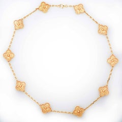 Van Cleef und Arpels Vintage Alhambra 10 Motiv 18 Karat Gelbgold Halskette