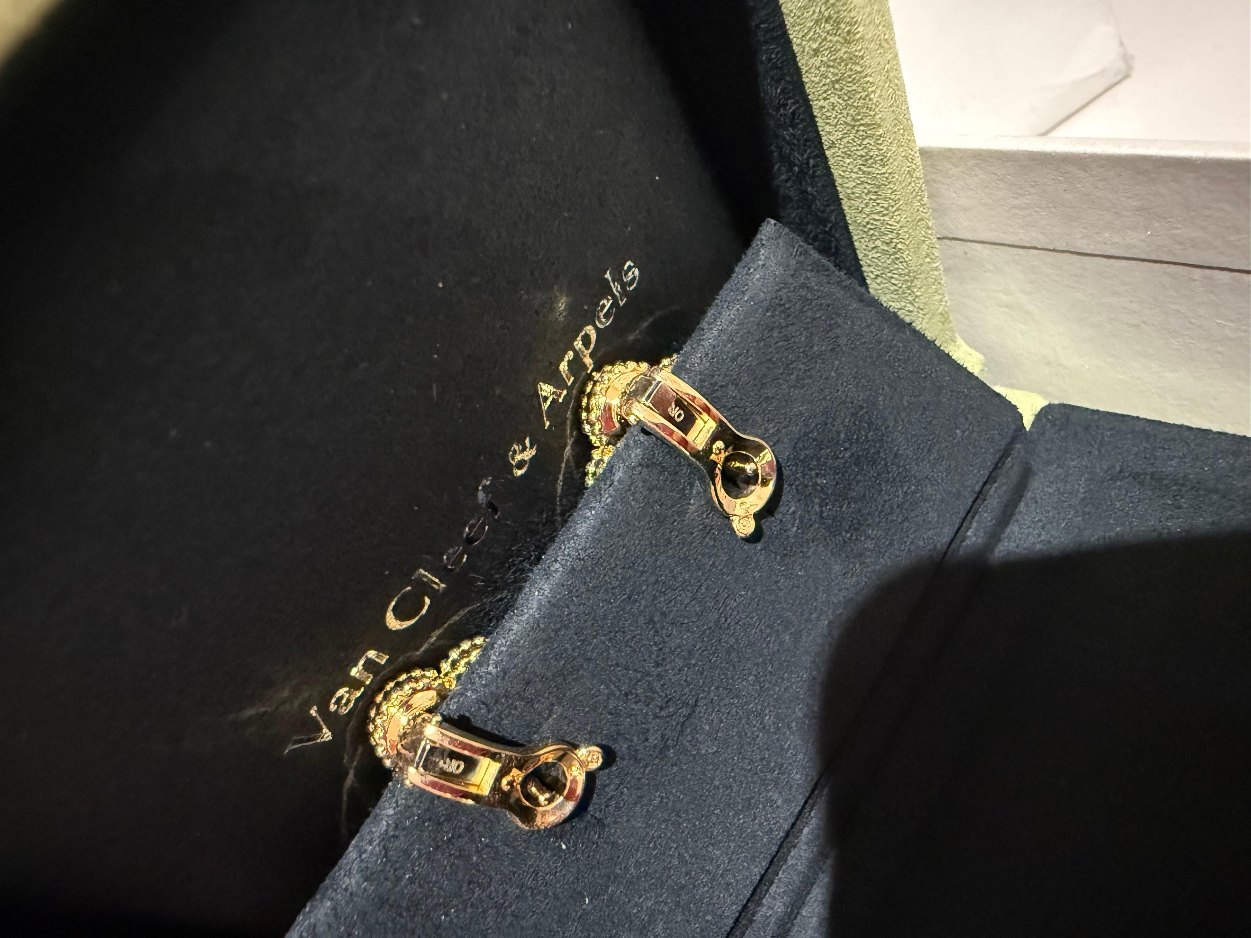 Mixed Cut Van Cleef and Arpels Vintage Alhambra Blue Agate earrings For Sale