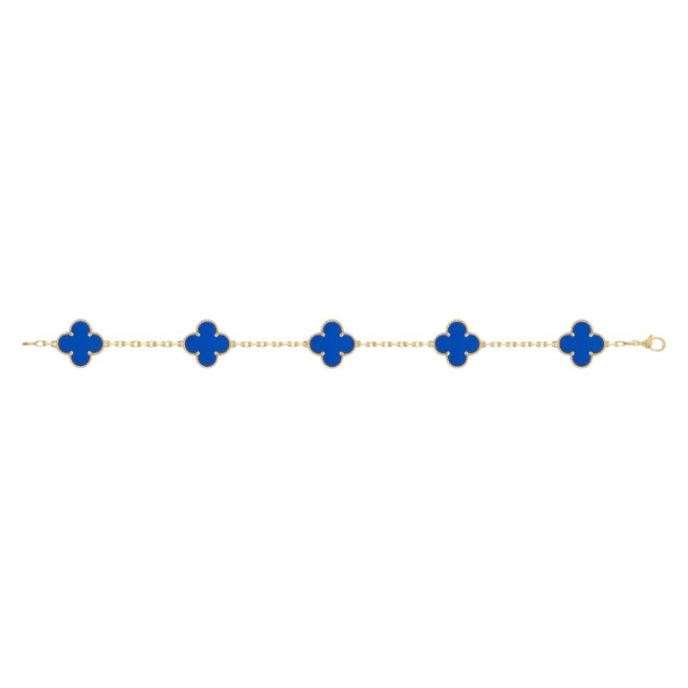 Van Cleef & Arpels bracciale vintage alhambra 5 motivi agata blu in vendita