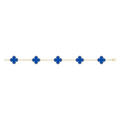 Van Cleef and Arpels vintage alhambra bracelet 5 motifs blue agate