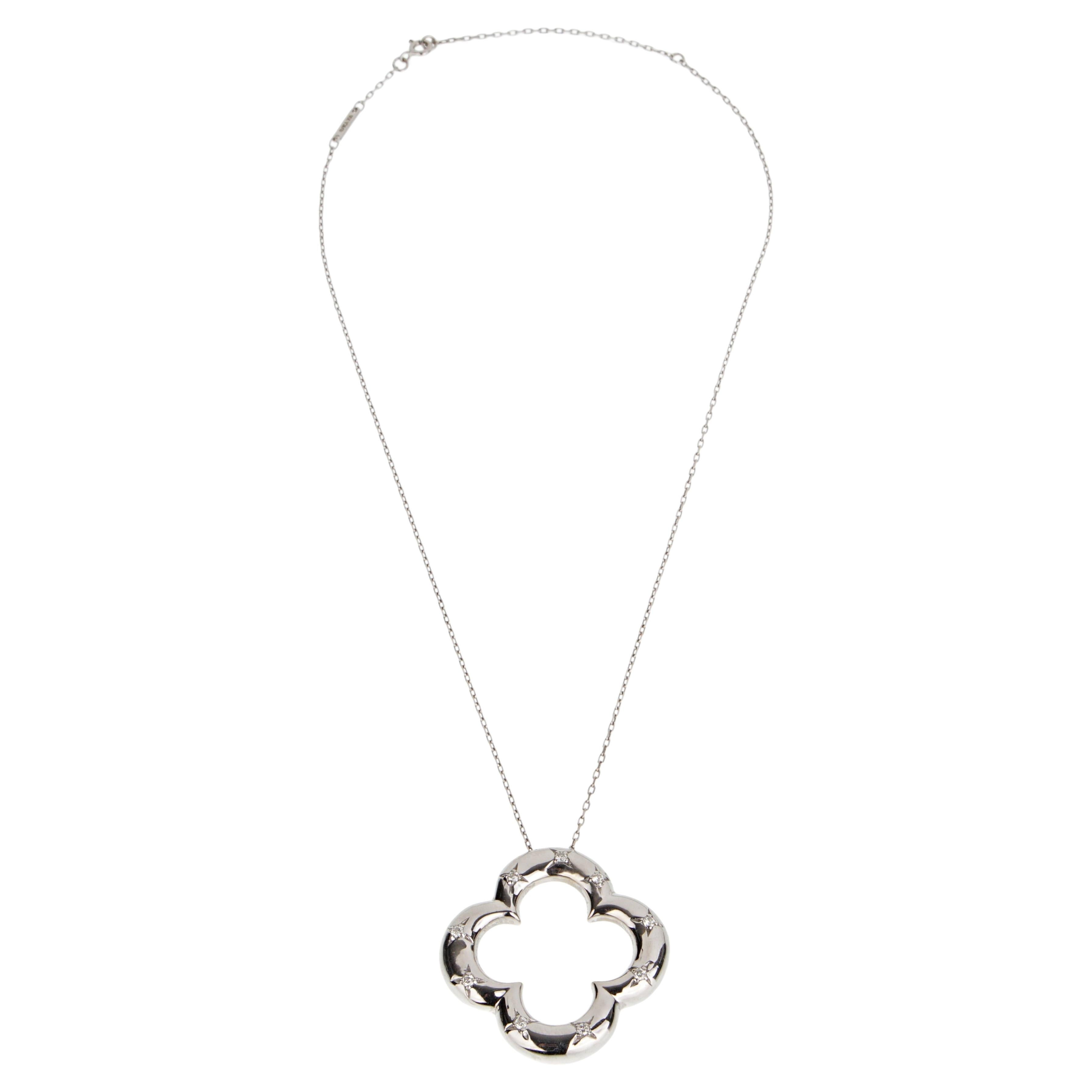 Van Cleef & Arpels Collier Vintage Alhambra diamant en or blanc 18k