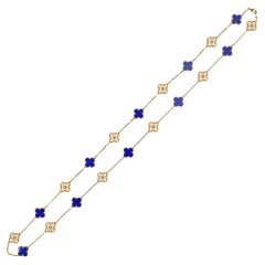 Van Cleef and Arpels Vintage 'Alhambra' Diamond and Lapis Necklace