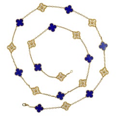 Van Cleef and Arpels Vintage 'Alhambra' Diamond and Lapis Necklace