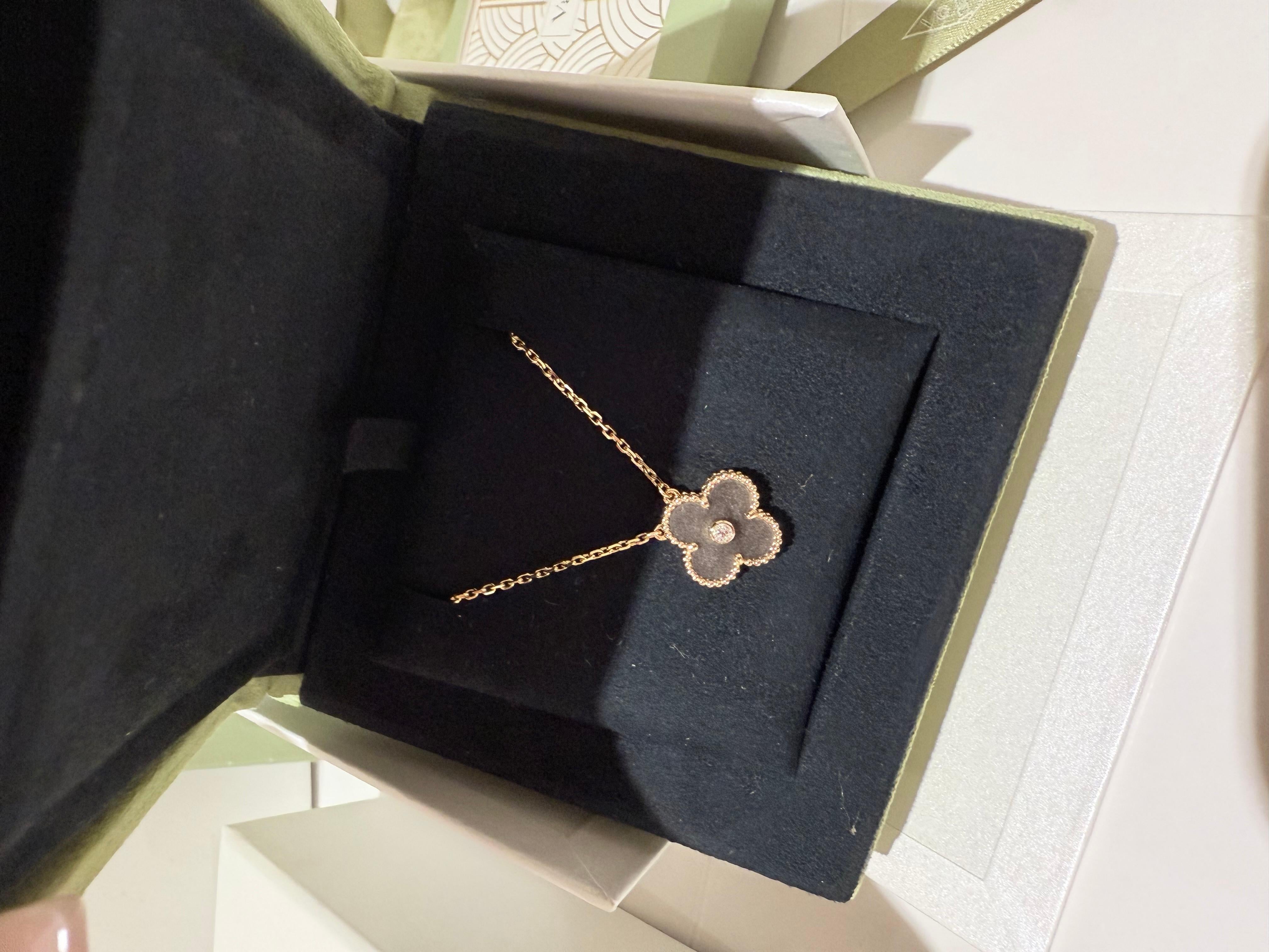 Contemporary Van Cleef and Arpels Vintage Alhambra holiday pendant 2023 Obsidian