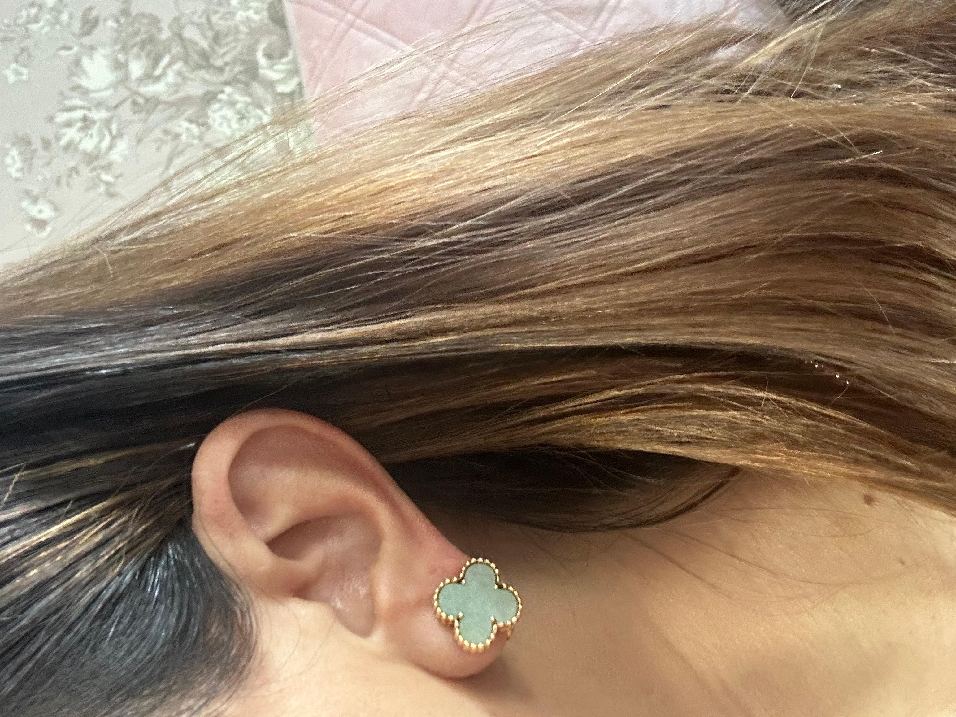 Van Cleef and Arpels Vintage Alhambra Jade gold earrings 1