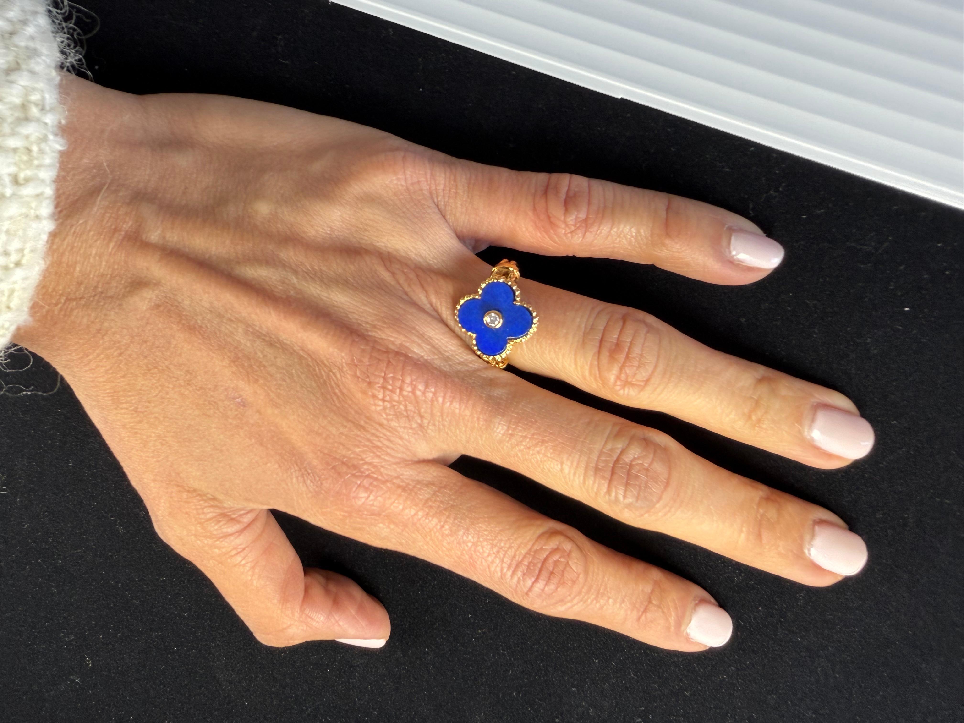 Van Cleef and Arpels Vintage Alhambra Lapis Lazuli Ring In Good Condition In Beverly Hills, CA