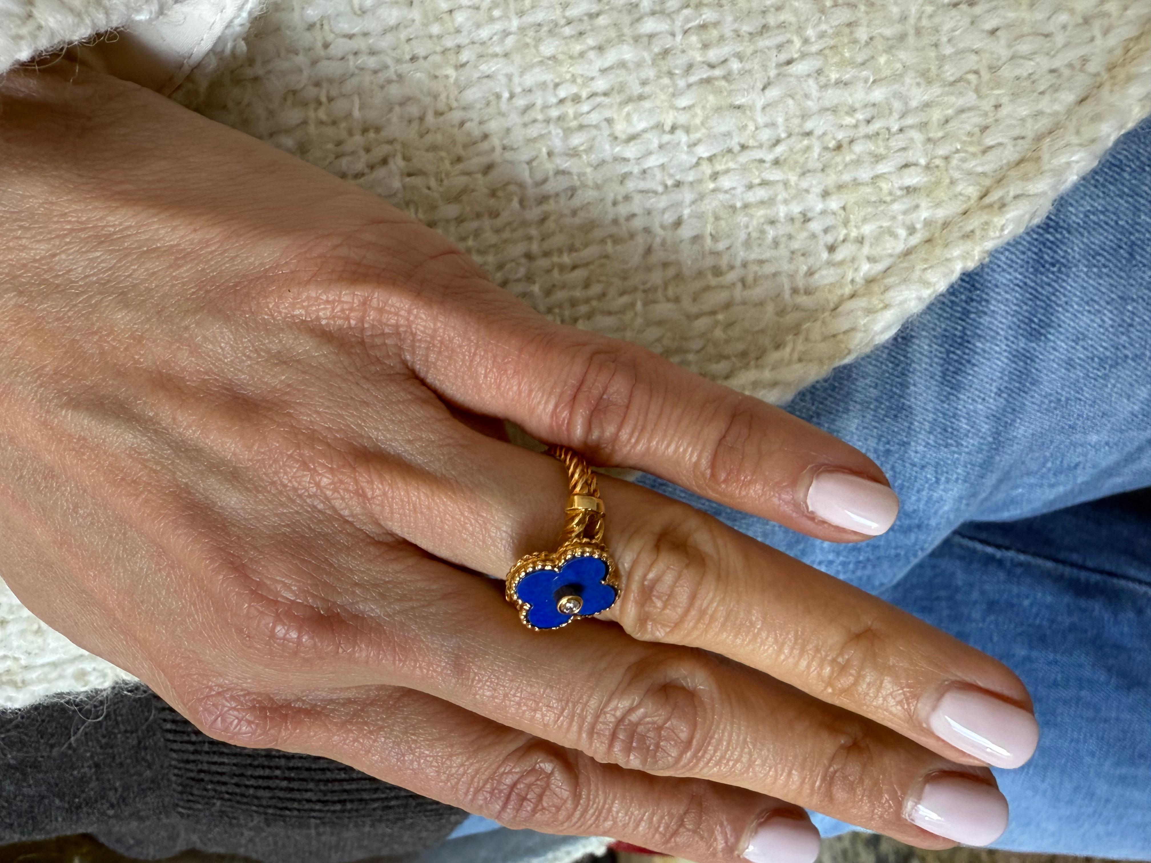 Women's or Men's Van Cleef and Arpels Vintage Alhambra Lapis Lazuli Ring