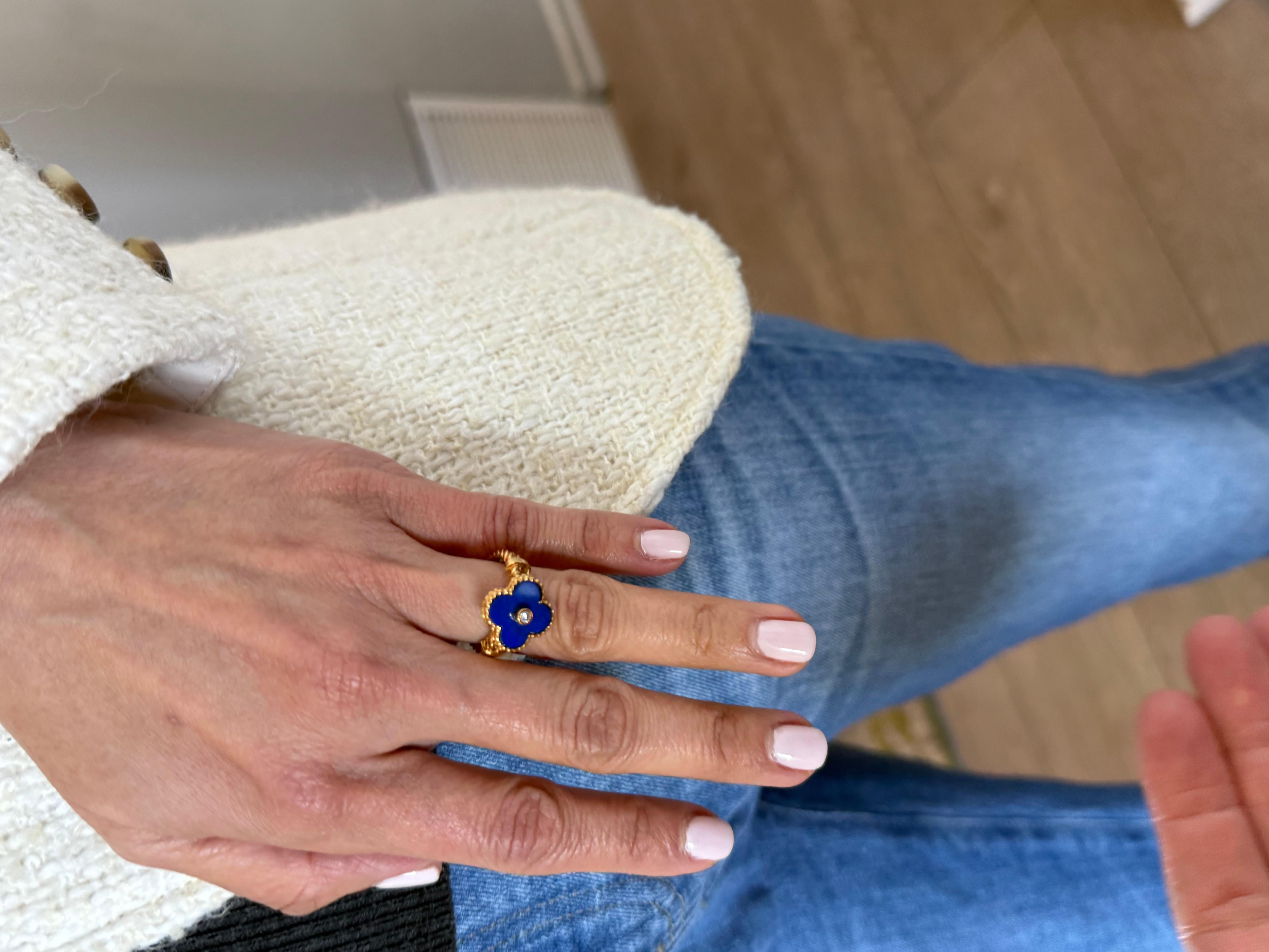 Van Cleef and Arpels Vintage Alhambra Lapis Lazuli Ring 1