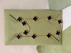 Van Cleef & Arpels Vintage Alhambra-Halskette mit 10 Motiven aus Onyx