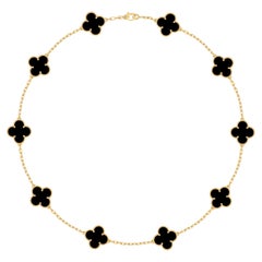 Van Cleef & Arpels Vintage Alhambra-Halskette mit 10 Motiven aus Onyx