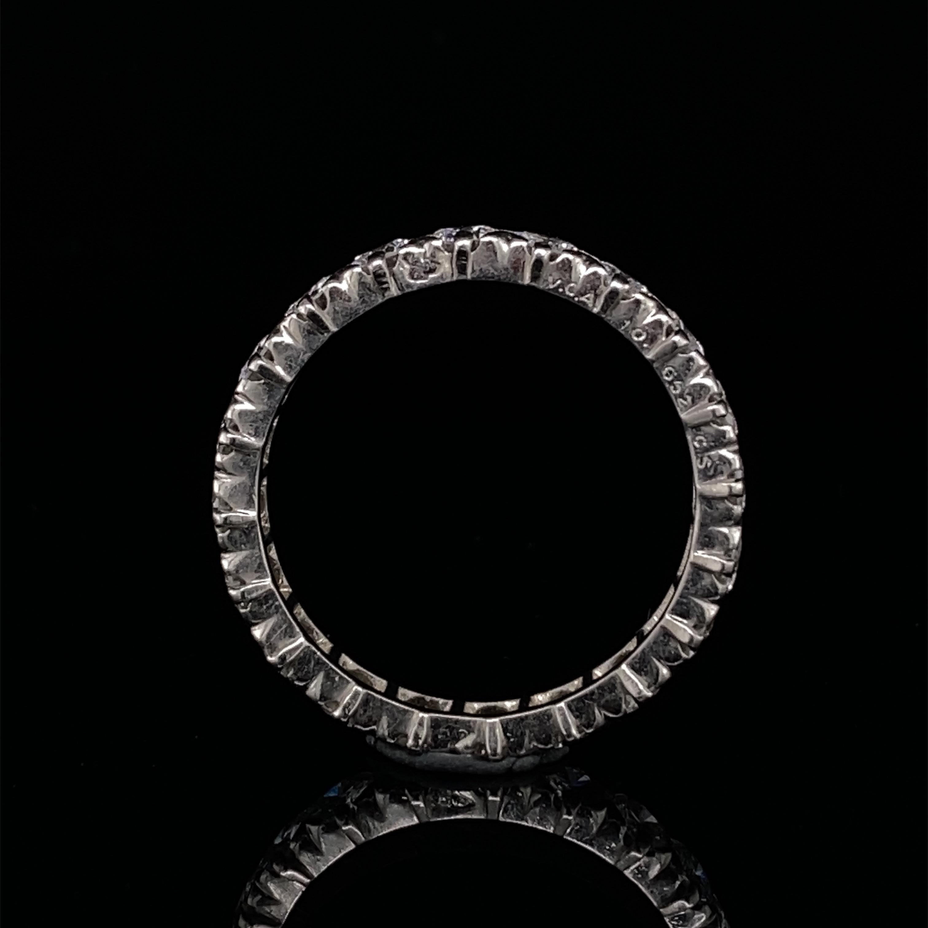 A Van Cleef and Arpels vintage full diamond eternity ring in platinum, circa 1970

A timeless full eternity design, with approximately 2 carats of round brilliant cut diamonds all of high colour and clarity, assessed by ourselves as G/H VVS each