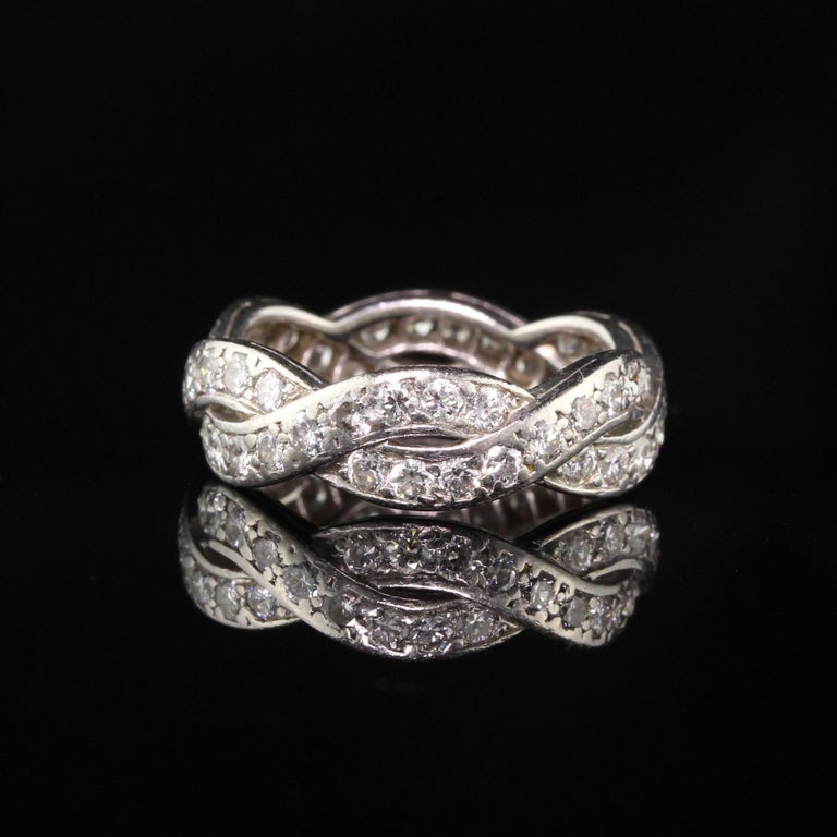 Van Cleef and Arpels Vintage Platinum Diamond Eternity Wedding Band For