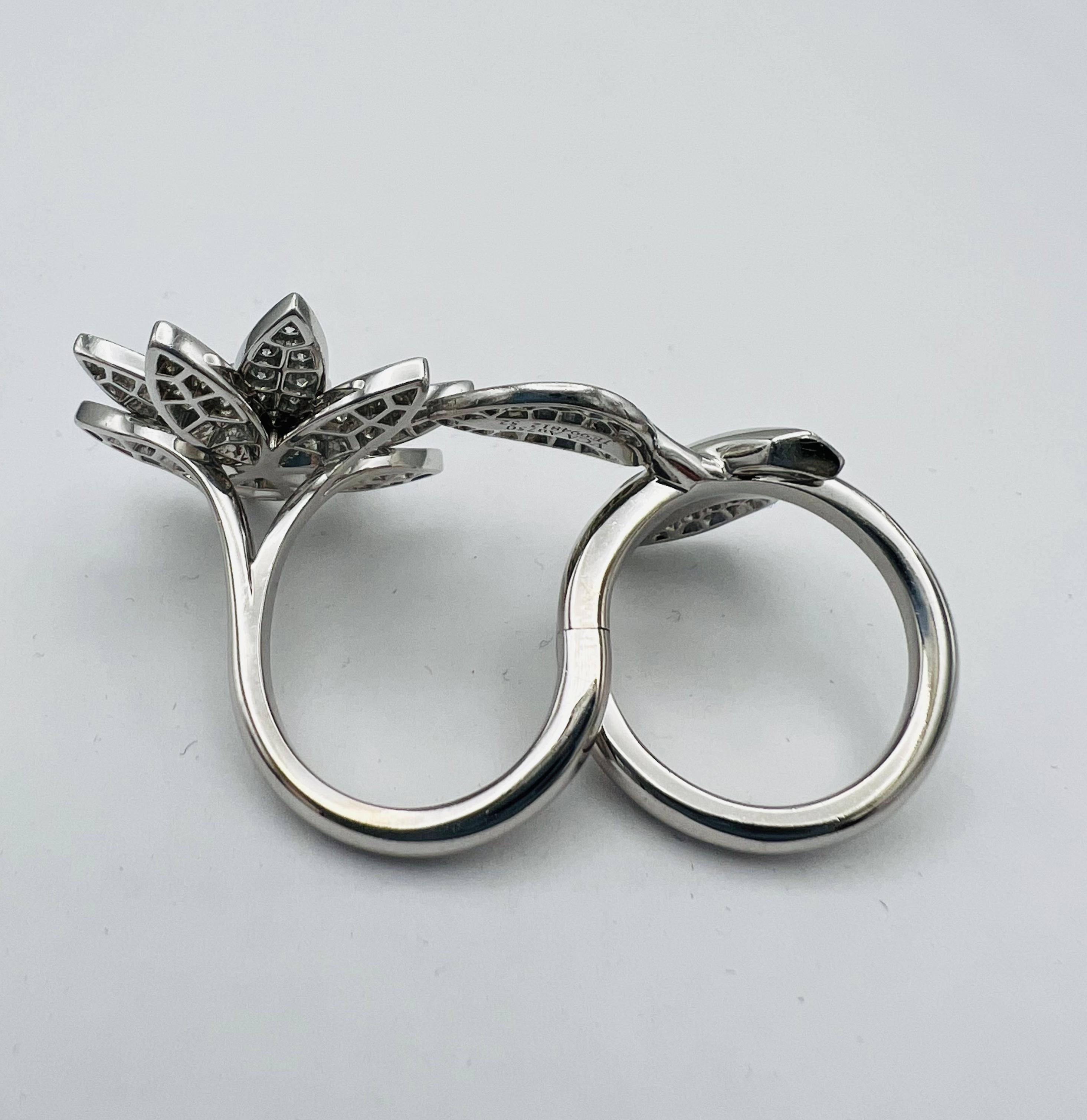 Van Cleef and Arpels White Gold and Diamond Lotus Cocktail Ring  5
