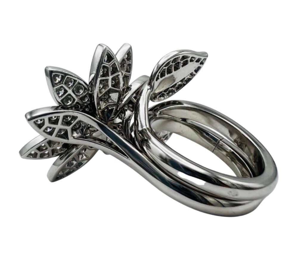 Van Cleef and Arpels White Gold and Diamond Lotus Cocktail Ring  2