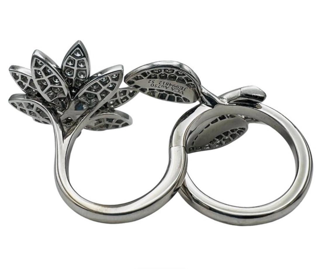Van Cleef and Arpels White Gold and Diamond Lotus Cocktail Ring  4