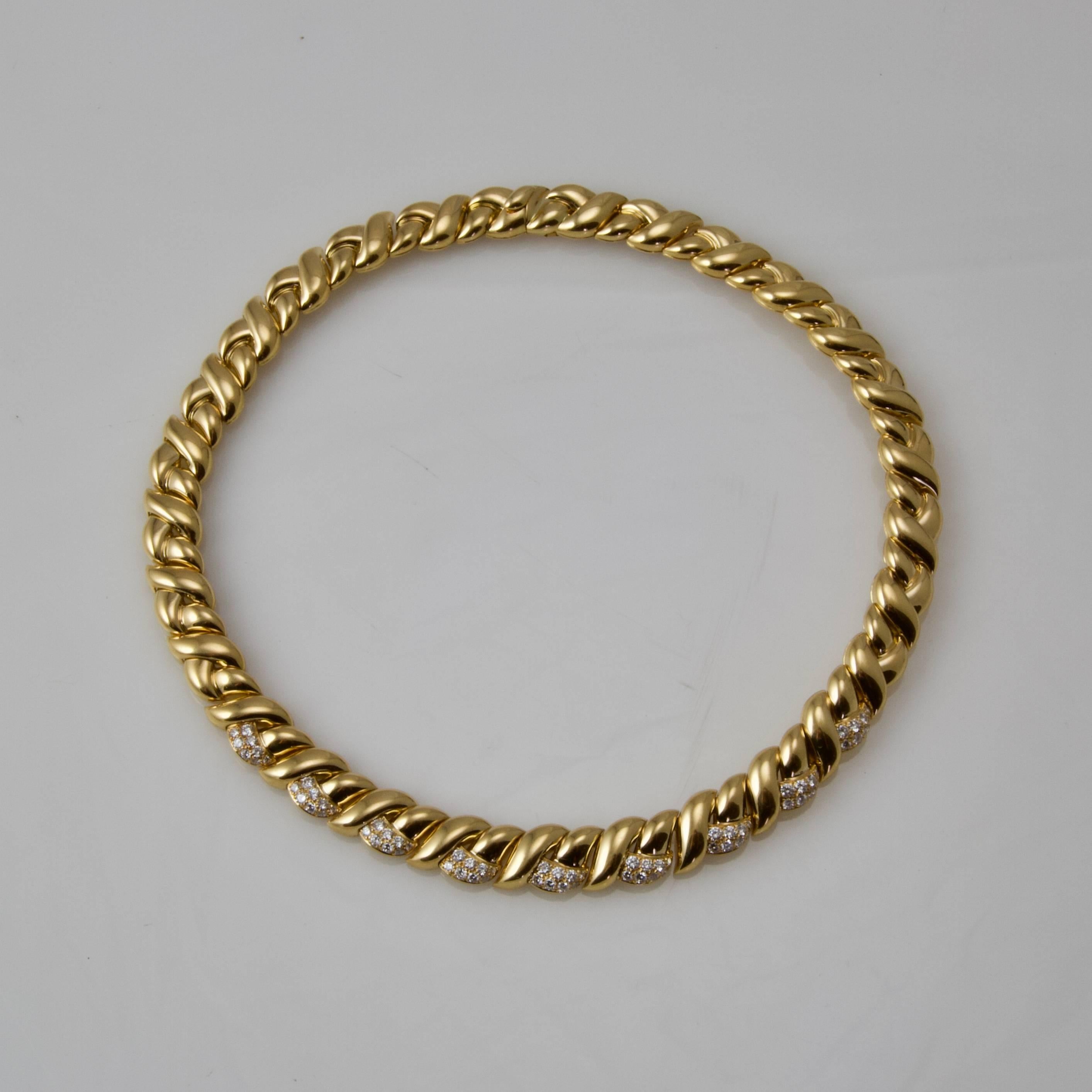 Modern Van Cleef & Arpels Yellow Gold and Diamond Necklace For Sale