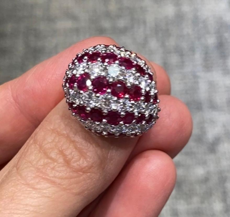 Van Cleef & Appels 1970er Diamant- und Rubinbombenring 3
