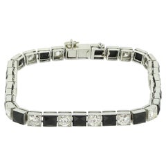 Van Cleef & Aprels Art Deco Onyx and Diamond Line Bracelet
