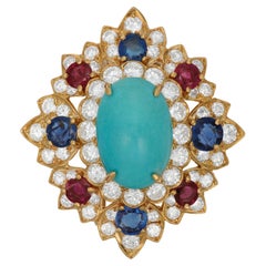 Van Cleef & Aprels Multi-Gem and Diamond Clip-Brooch