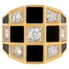 Van Cleef & Arpels Diamond Onyx Checkerboard Ring, Circa 1975
