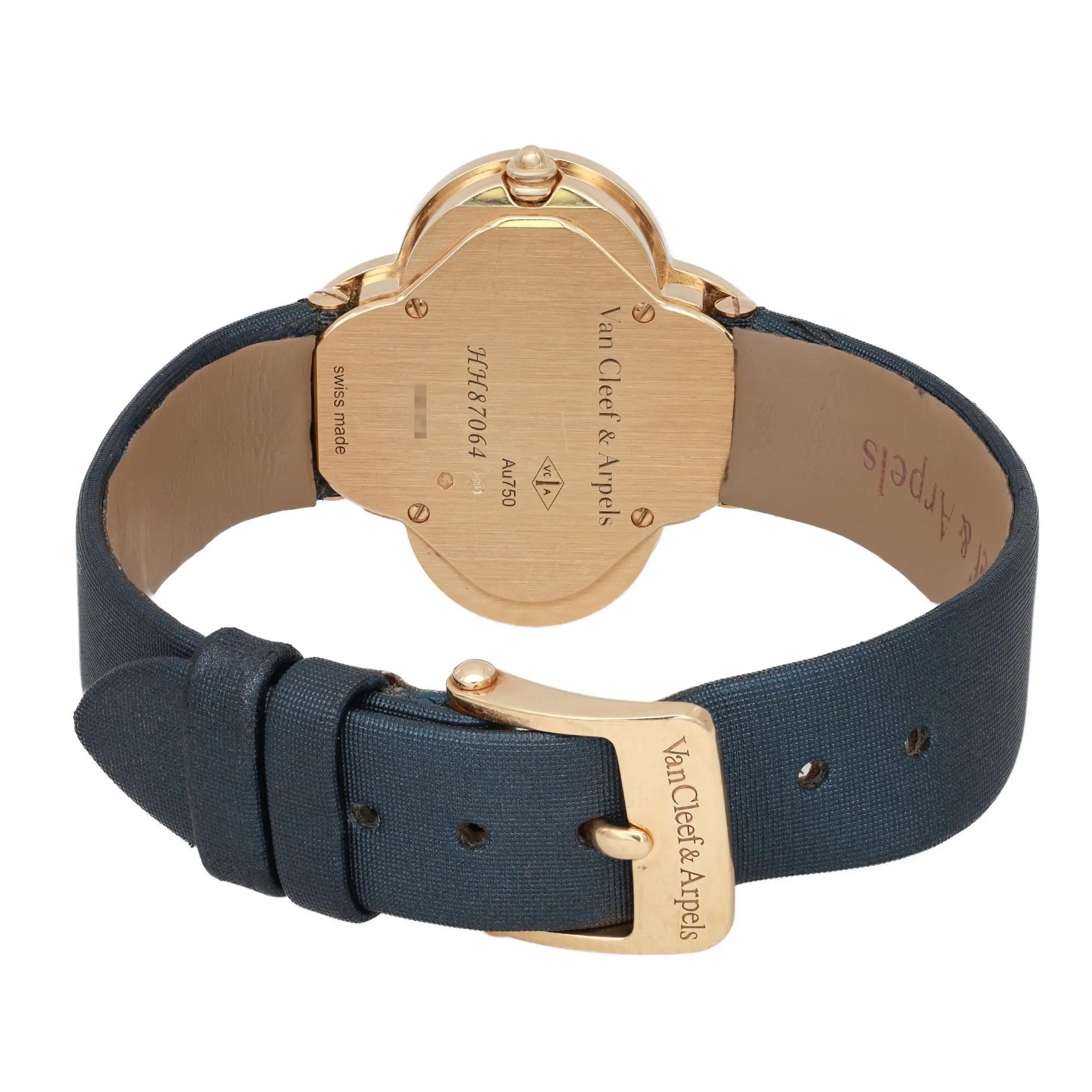 Van Cleef & Arpel Alhambra Medium 30mm 18k Gold Diamond MOP Dial Watch ARF52800 For Sale 1