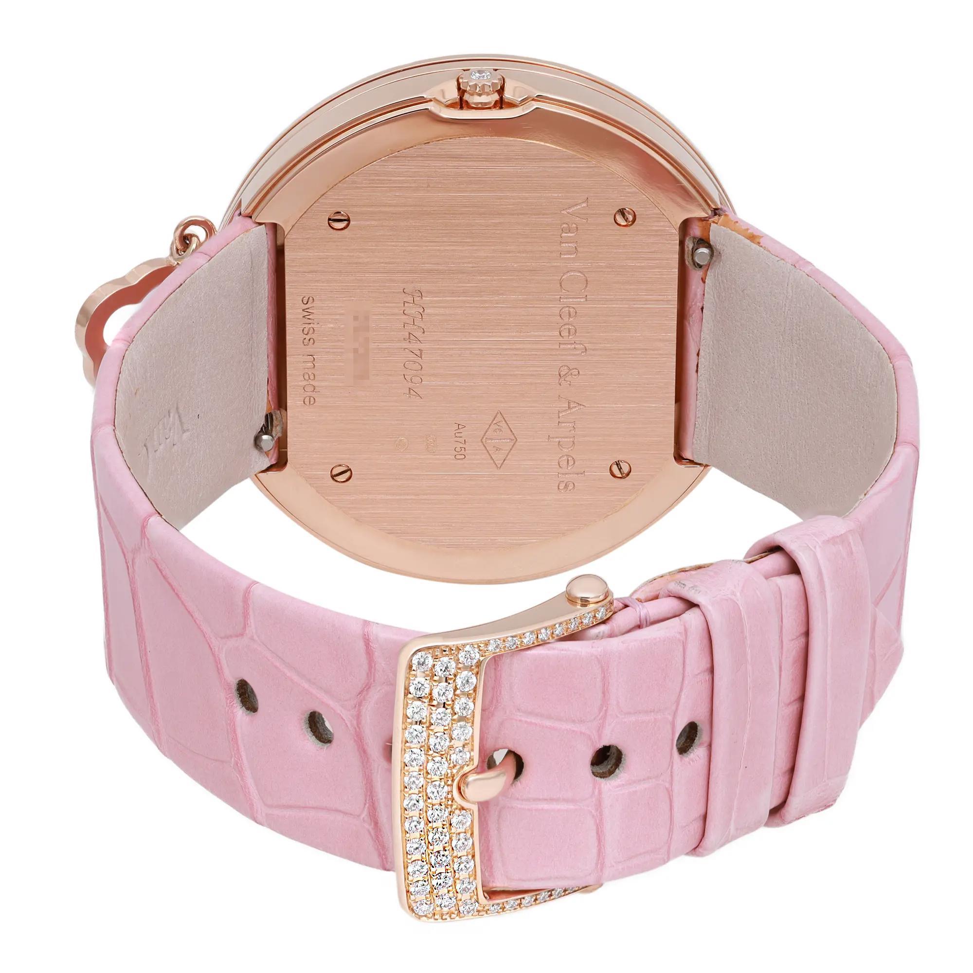 Van Cleef & Arpel Charm 38mm 18K Rose Gold Diamond Silver Dial Watch VCARM93600 For Sale 4
