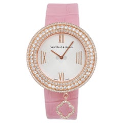 Van Cleef & Arpel Charm 38mm 18K Rose Gold Diamond Silver Dial Watch VCARM93600