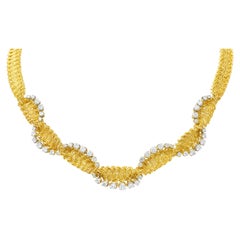 Vintage Van Cleef & Arpel French 1960 4.00 Carat Platinum 18 Karat Gold Twisted Necklace