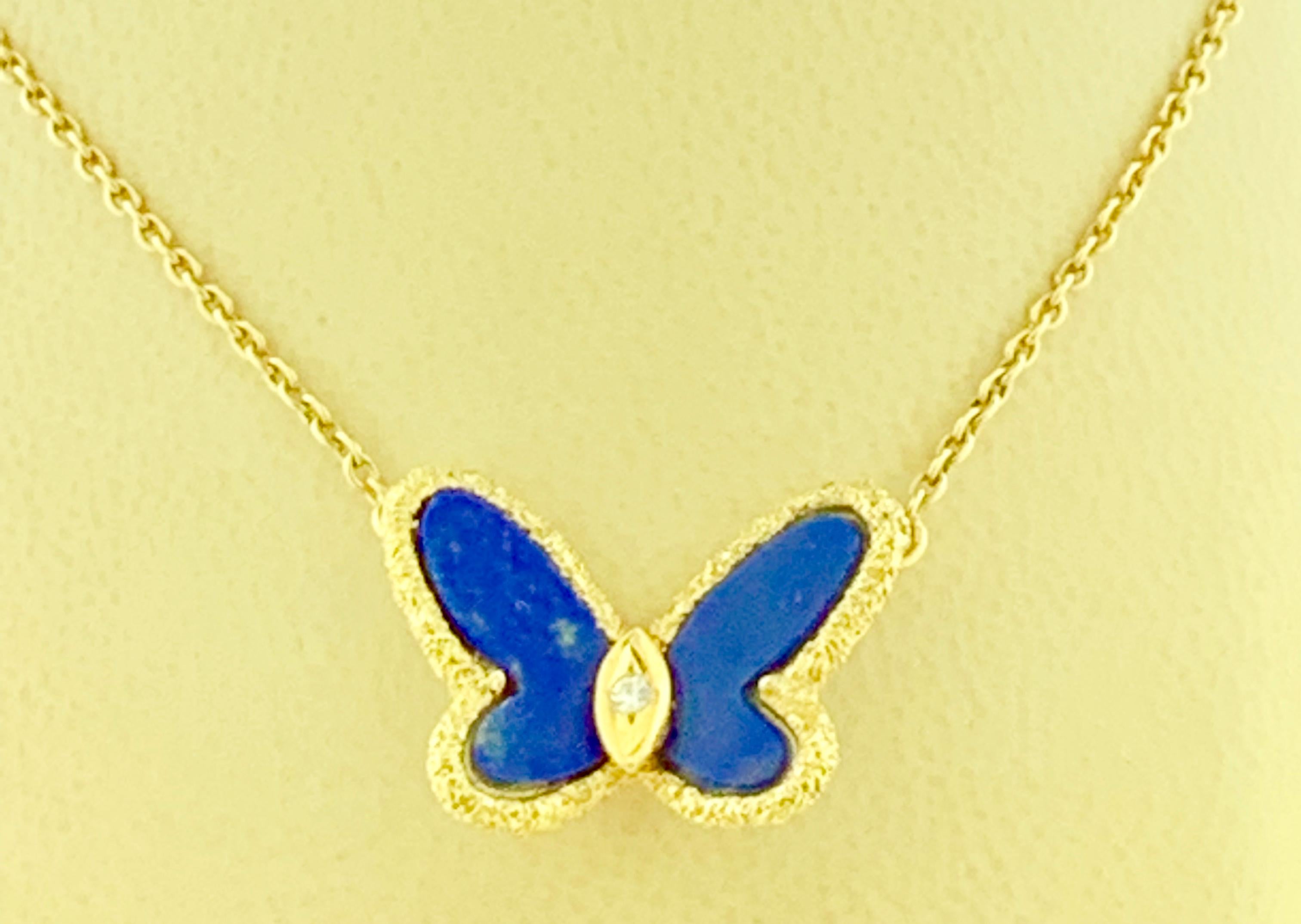 Van Cleef & Arpel Lapis Lazuli and Diamond Butterfly Necklace Limited Edition 3