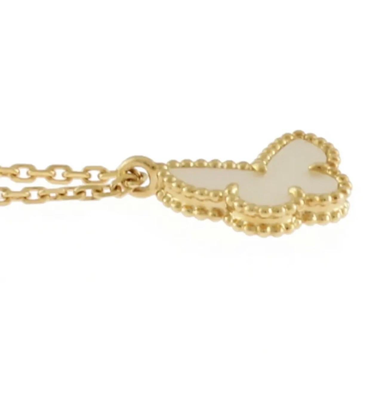 Heart Cut Van Cleef & Arpel MOTHER OF PEARL Butterfly Necklace Sweet Alhambra Yellow gold