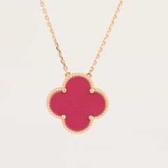 Van Cleef & Arpel Raspberry Pink Sèvres Porcelain Magic Pendant 18k Pink Gold