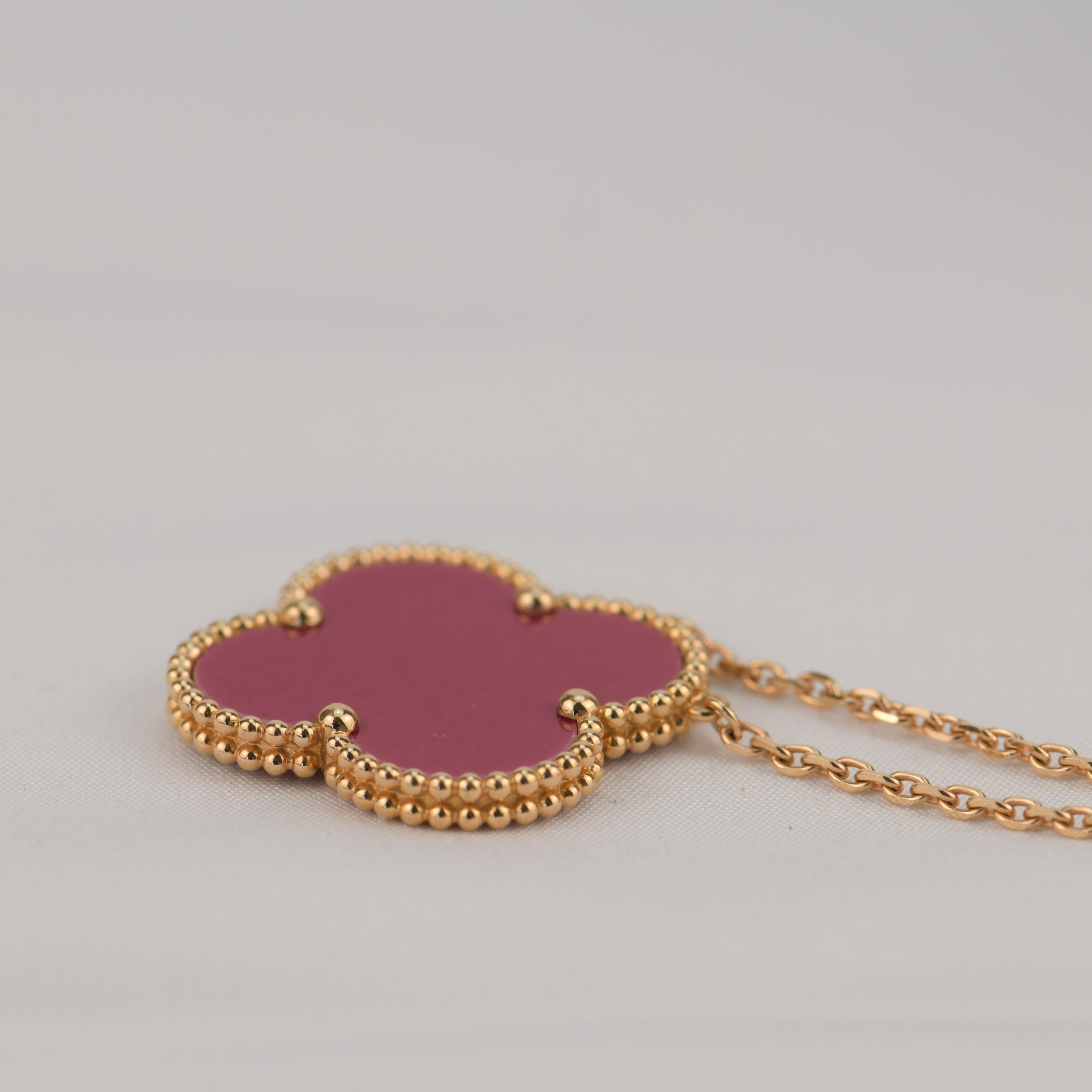 Van Cleef & Arpel Raspberry Pink Sèvres Porcelain Magic Pendant 18k Pink Gold 3