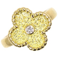 Van Cleef & Arpel Vintage Alhambra Diamond 18 Karat Yellow Gold Ring